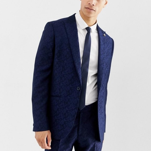 Farah Hookstone Party Skinny Suit Jacket Floral Jacquard